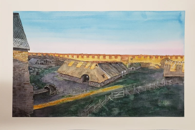 Akvarell Nr 11 - Eketorps borg av Angelika Ann Kammerer