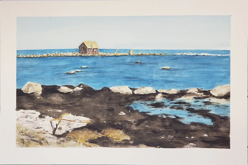 Akvarell Nr 15 - En fiskebod nära Triberga av Angelika Ann Kammerer