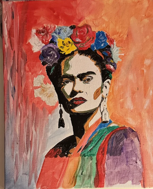 Akrylmålning Frida Kahlo av Bengt Uusitalo
