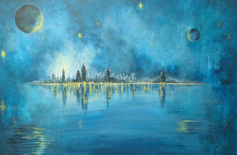 Akrylmålning A place beyond time av Tutta Domenstam