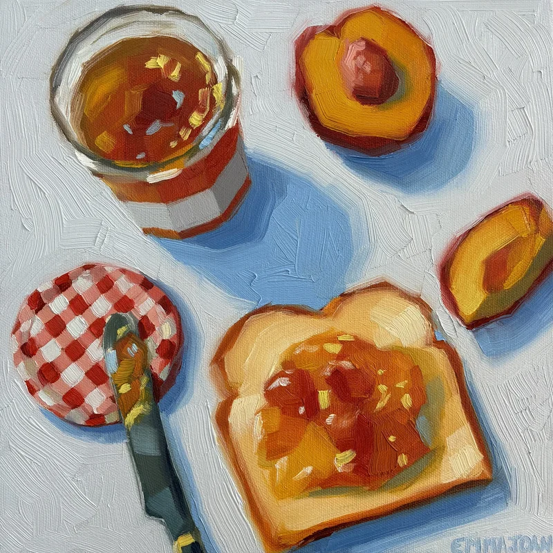 Oljemålning Peach Jam av Emma Joan