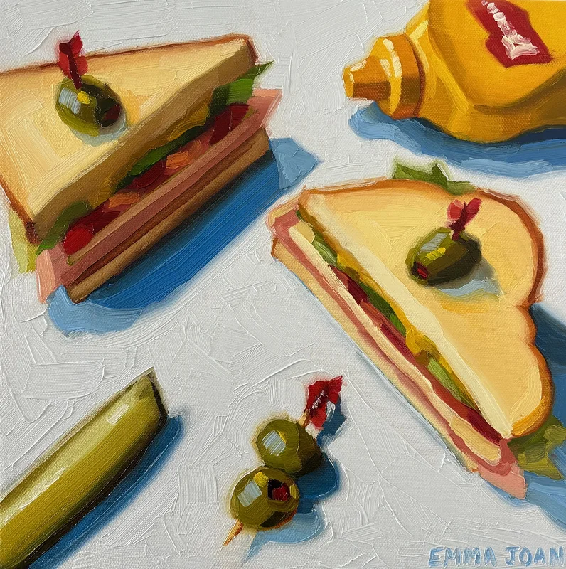 Oljemålning Deli Sandwich av Emma Joan