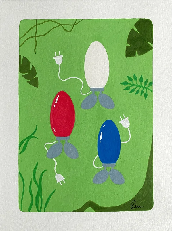 Akrylmålning Dino Egg av Rebecca Zhu Hansson