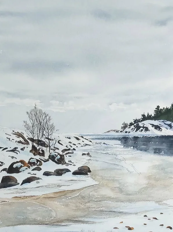 Akvarell En dag vid havet. av Johan Sandell