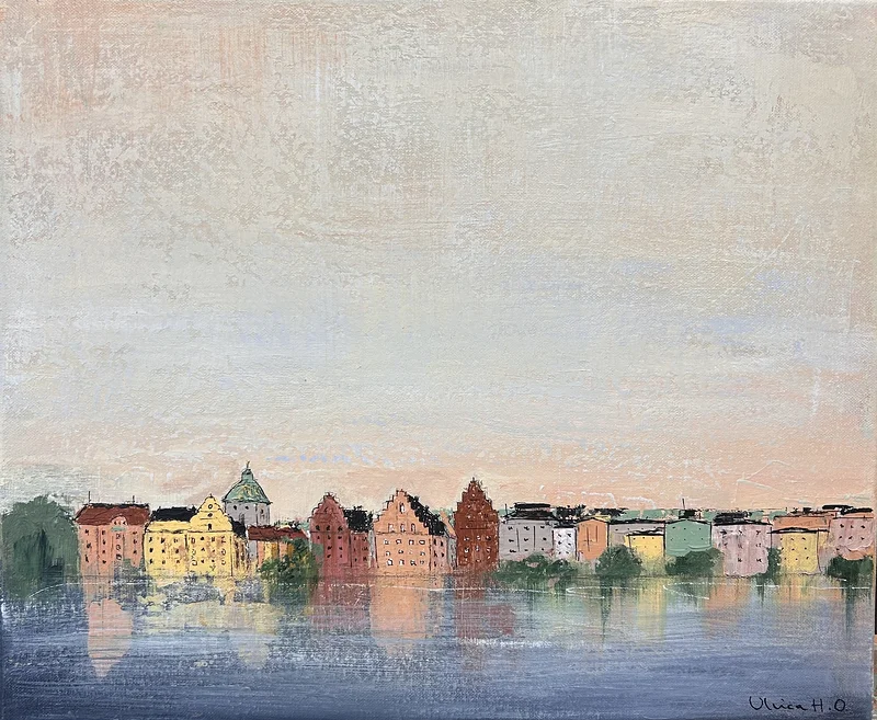 Akrylmålning Norr Mälarstrand av Ulrica Halling Olsson_art Stockholm