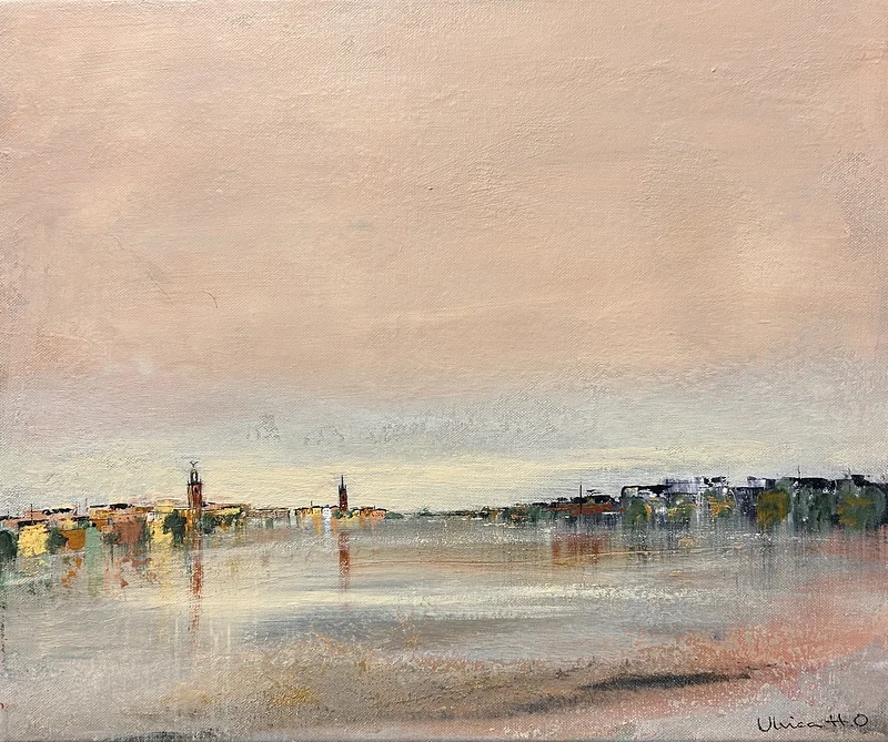 Akrylmålning Liten utblick över Stockholm no.3 av Ulrica Halling Olsson_art Stockholm