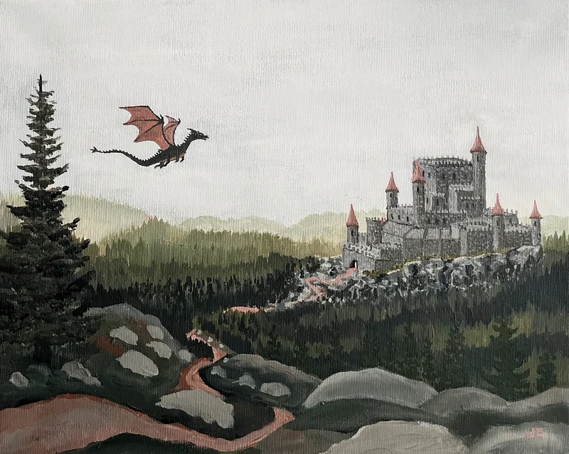 Akrylmålning Summon the Dragon av Jonny Eriksson