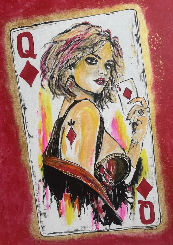 Akrylmålning All In, Darling av Monica Rose Bergström (Monixx)