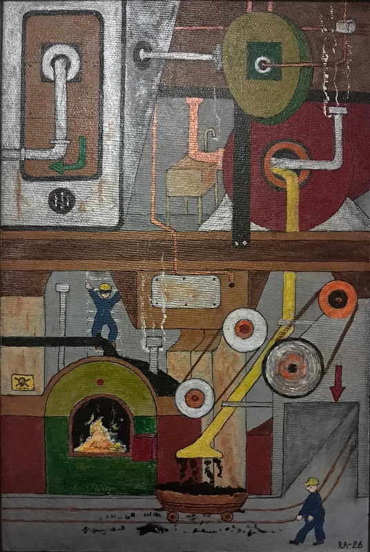 Akrylmålning "Fabriken" av Roland Adolfsson