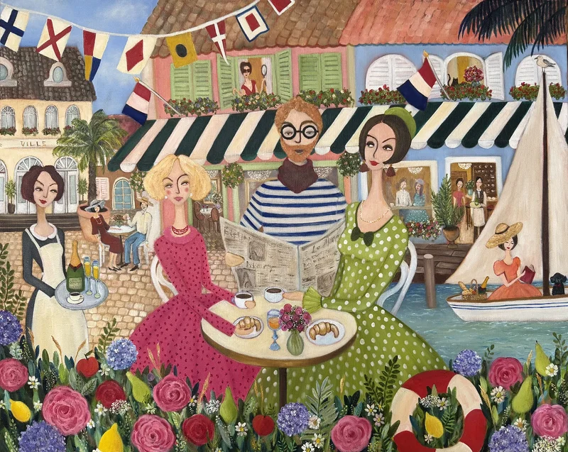Oljemålning Frukost i Honfleur av Weronika Hagerling