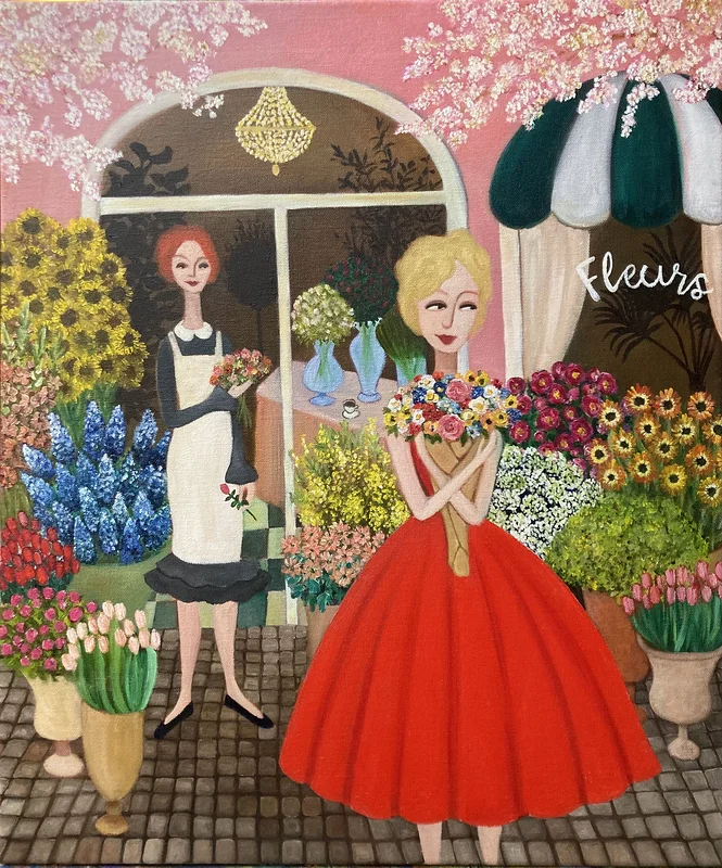 Oljemålning Blomsterlycka av Weronika Hagerling