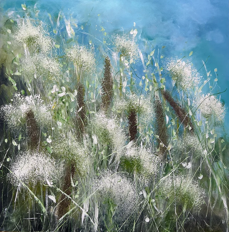 Akrylmålning BEYOND THE REED BED av Anna Artistockholm Brandt