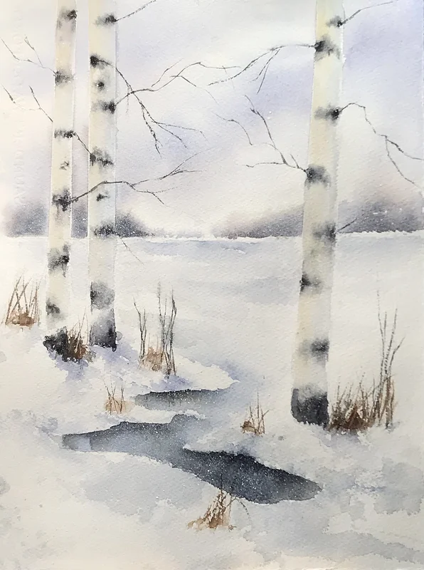 Akvarell Vinter av Margareta Snell