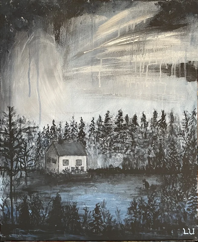 Akrylmålning Kuslig natt av Liselotte Uhlir