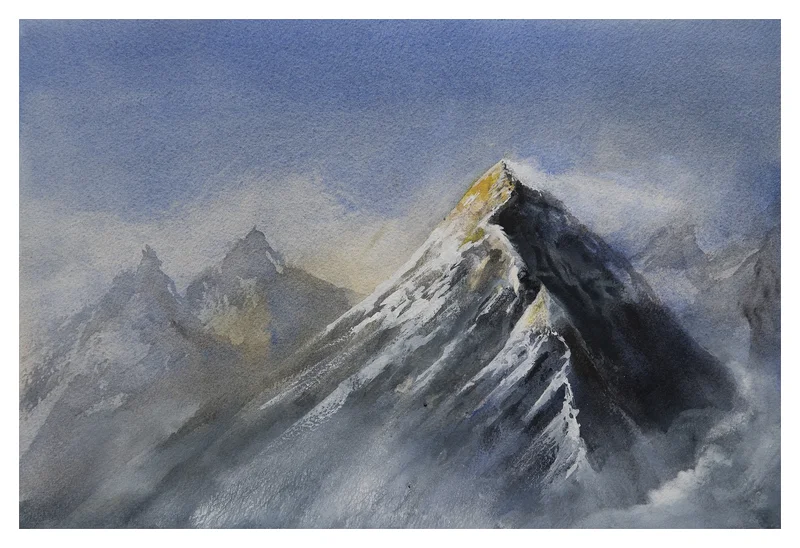 Akvarell Mountain top av Mattias Norén