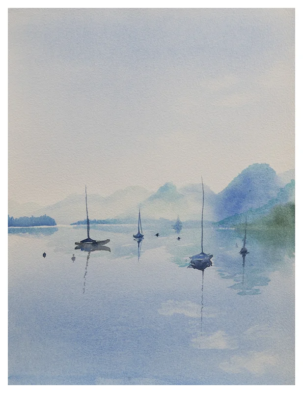 Akvarell Boats av Mattias Norén