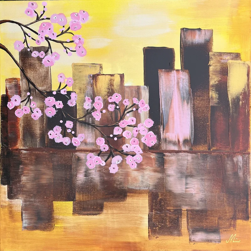 Akrylmålning Sakura av Mia Loreby