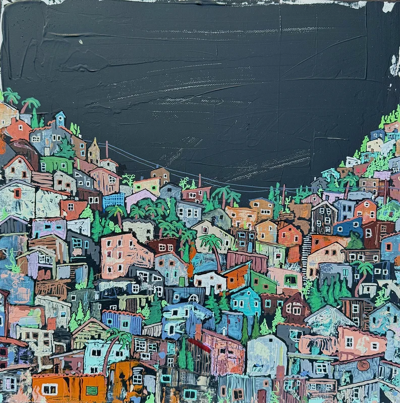 Akrylmålning Favela 2 av Mattias Åberg