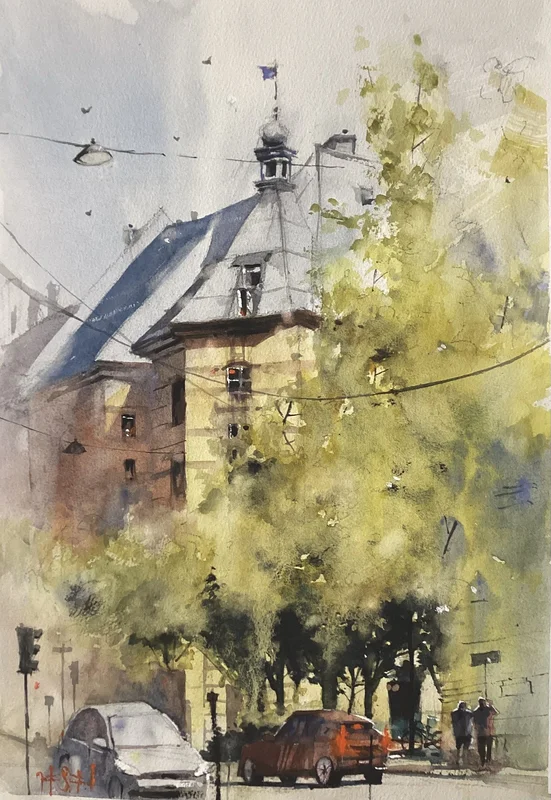 Akvarell "Sommar i Oslo av Jonatan Sjöstrand