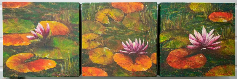 Oljemålning Waterlilies av Mihaela Jonasson