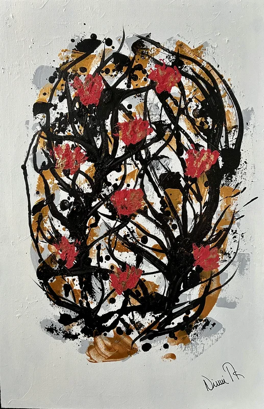 Akrylmålning Red Roses av Ninni Andersson