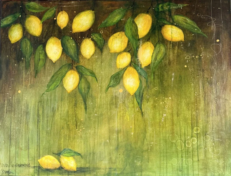 Akrylmålning Lemons av Monica Berglin