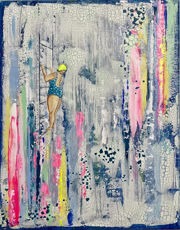 Akrylmålning Colourful Climb av Judit Hedelius