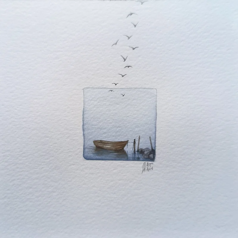 Akvarell Escaping av Anna Åström