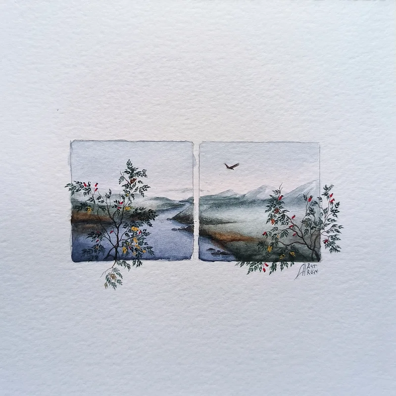 Akvarell Wild wide landscape av Anna Åström