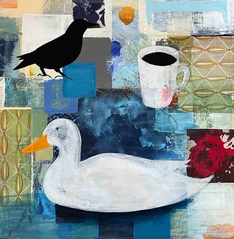 Akrylmålning Still life with wings III av Adelheid Ottesen