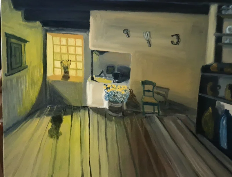 Oljemålning Skuggor av det gamla boendet av Aminazin Van-Gogin