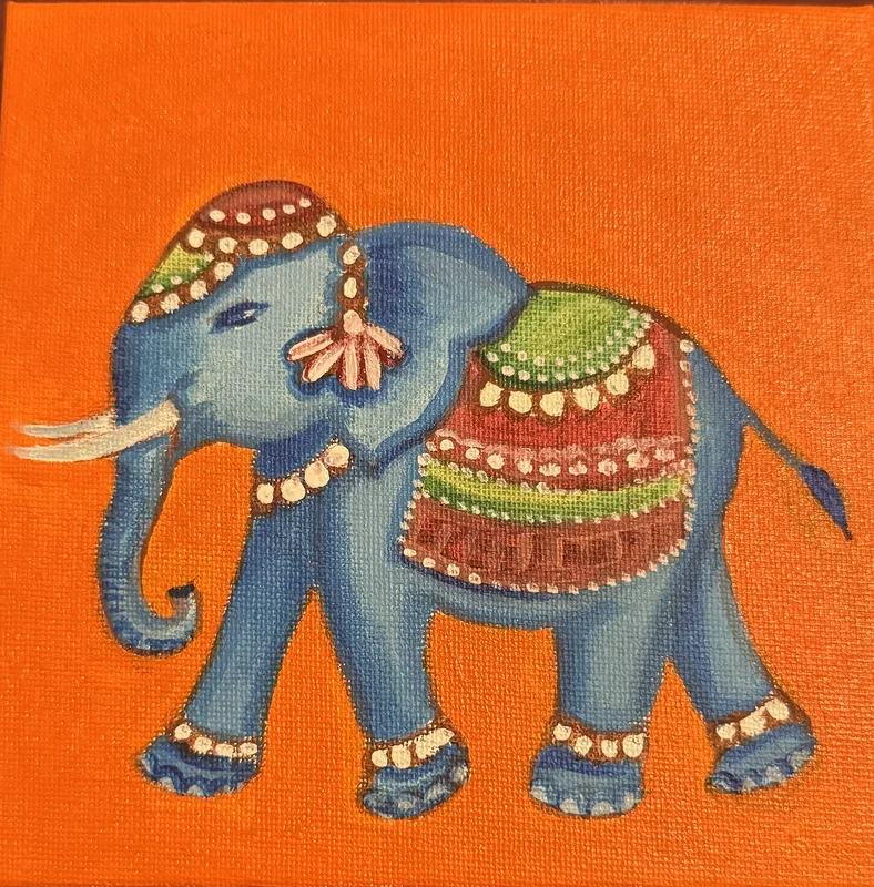 Akrylmålning Indian elephant av Akshaya Vidhya