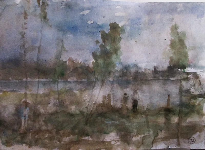 Akvarell Dagar vid Havet 1969 ii av Jan Söderman