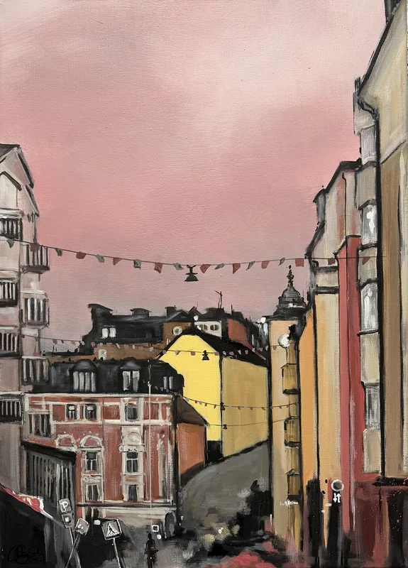 Akrylmålning St. Paulsgatan av Matilda Skoglund