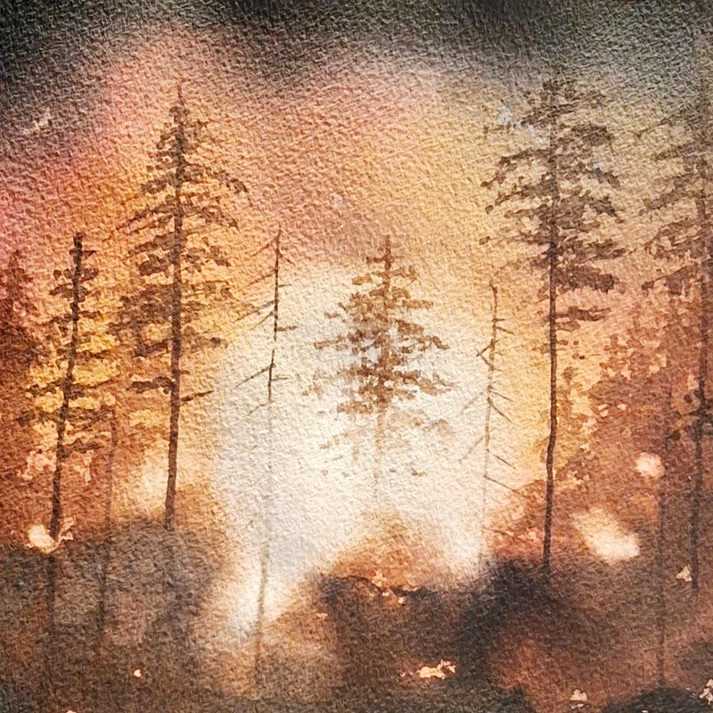 Akvarell Skogsglöd av Erik Kihlberg