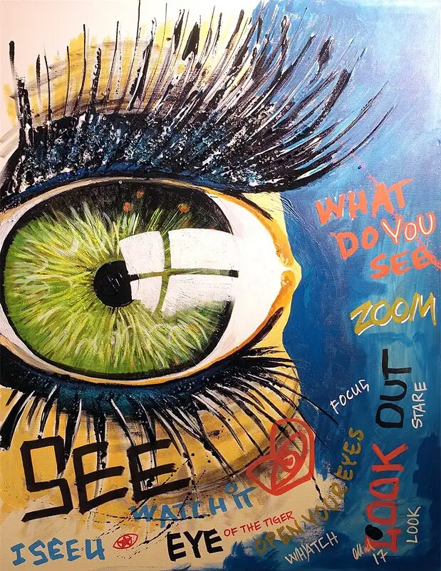 Akrylmålning I see you av Magnus Dacke