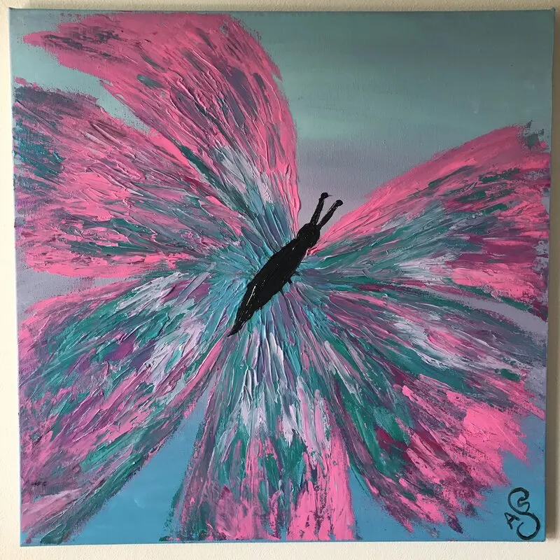 Akrylmålning Spring butterfly av Ann-Sofie Stjernkvist