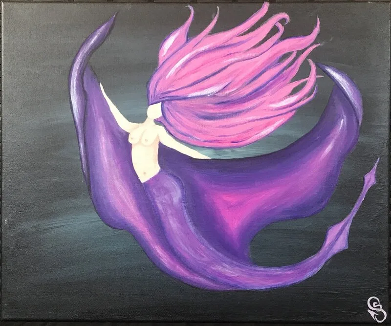 Akrylmålning Purple Sting av Ann-Sofie Stjernkvist