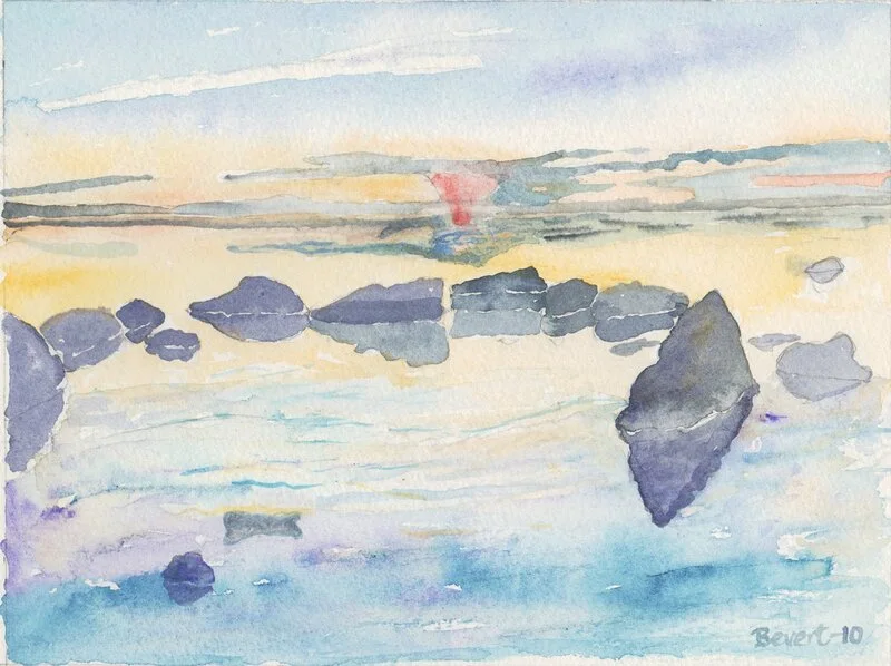 Akvarell Soluppgång av Britt Evertsson