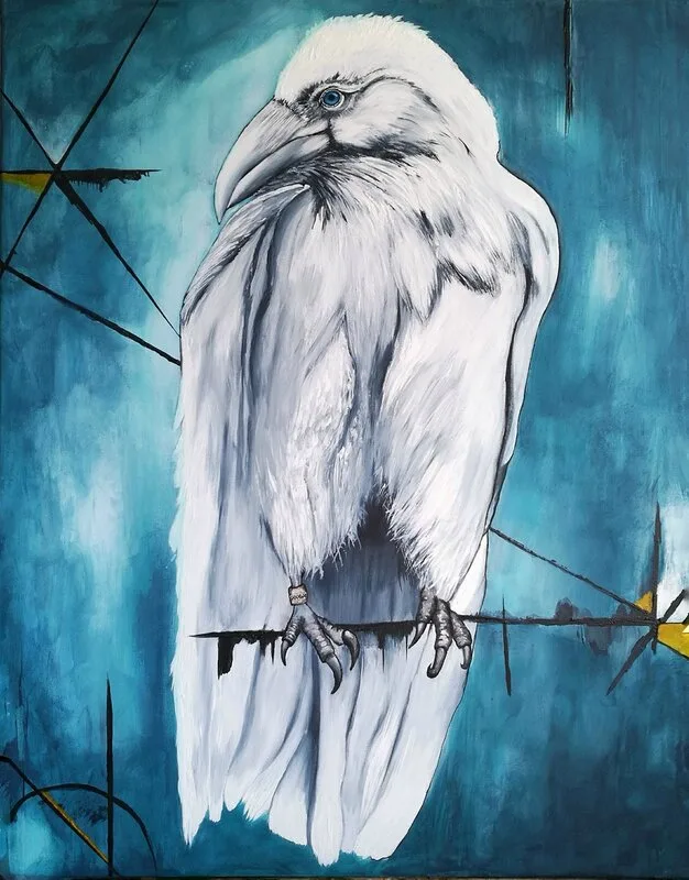 Akrylmålning The raven av Helena Mernissi