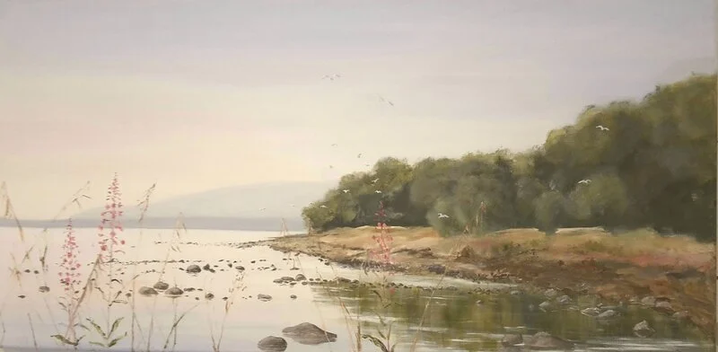 Akrylmålning Sommarkväll vid havet av Mona Reimer