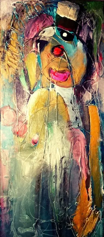 Akrylmålning Clown 1 av Birgitta Jonsson Bijon Art