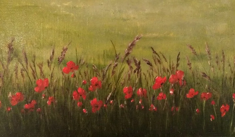 Oljemålning Vallmo vid vägkanten av Helen Boreson Holmberg