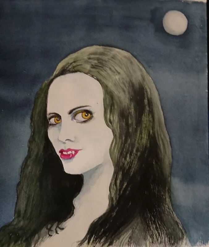 Akvarell Den vackra vampyren av Ragnhild Blomdahl