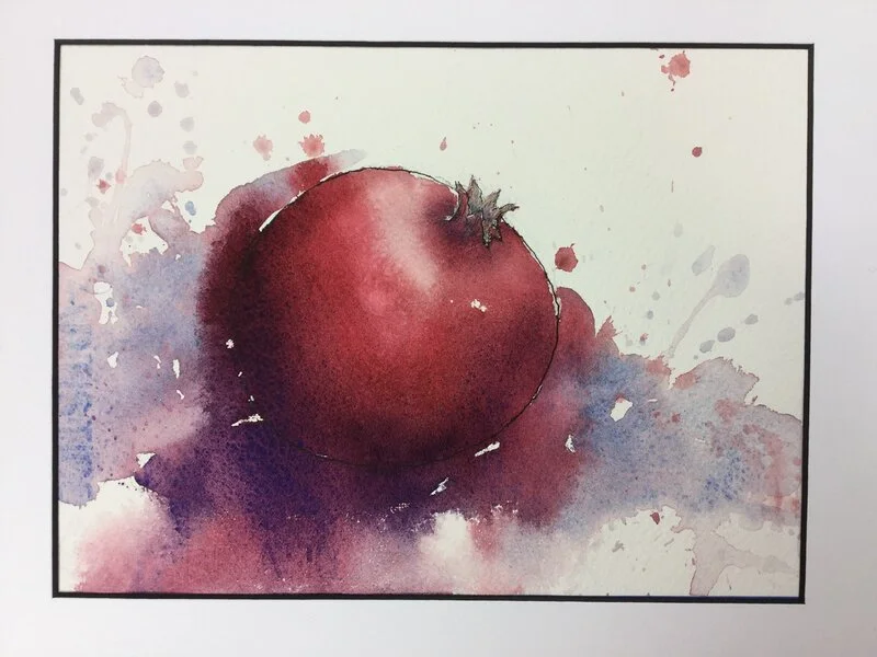 Akvarell Granatäpple av Anna Hörnfeldt