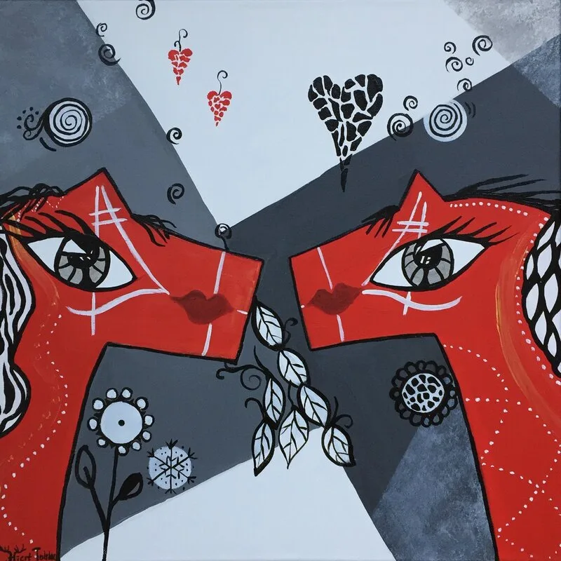Akrylmålning Diagonal love av Catarina Hjort Tolstoy