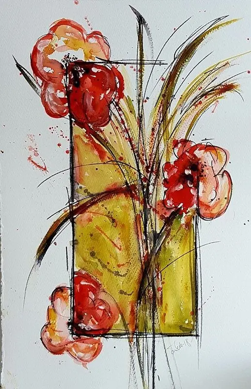 Akvarell Det finns inga gränser om man vill blomma ut av Åsa Edlund