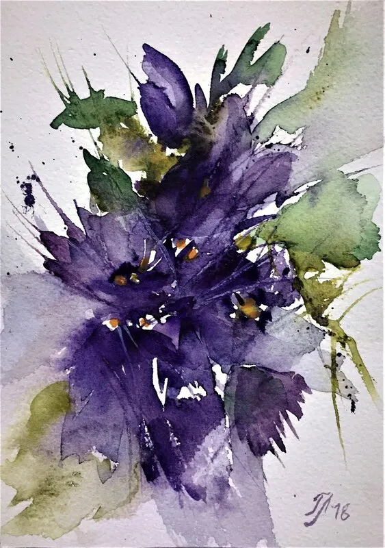Akvarell Blåklint 2 av Tanya Lundmark