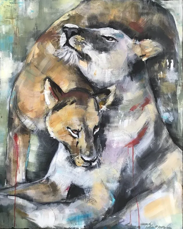 Akrylmålning Lejonkram 2 av Sirpa Tiderman