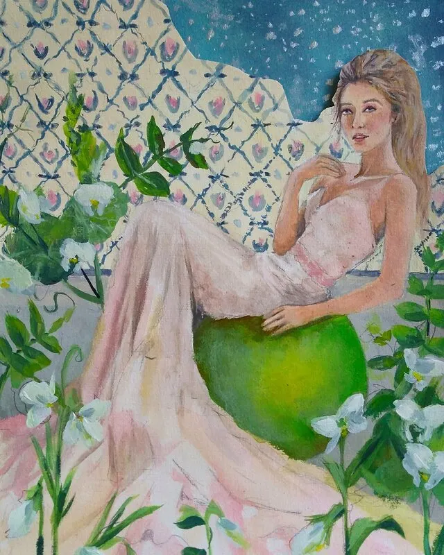 Akrylmålning The Princess and the pea I av Anna Larneryd